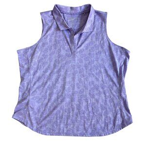 Tommy Bahama Womens XL IslandZone Sleeveless Polo Purple Pineapple Print